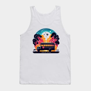 Artistic silhouette of a school bus, Route-Tales Tank Top